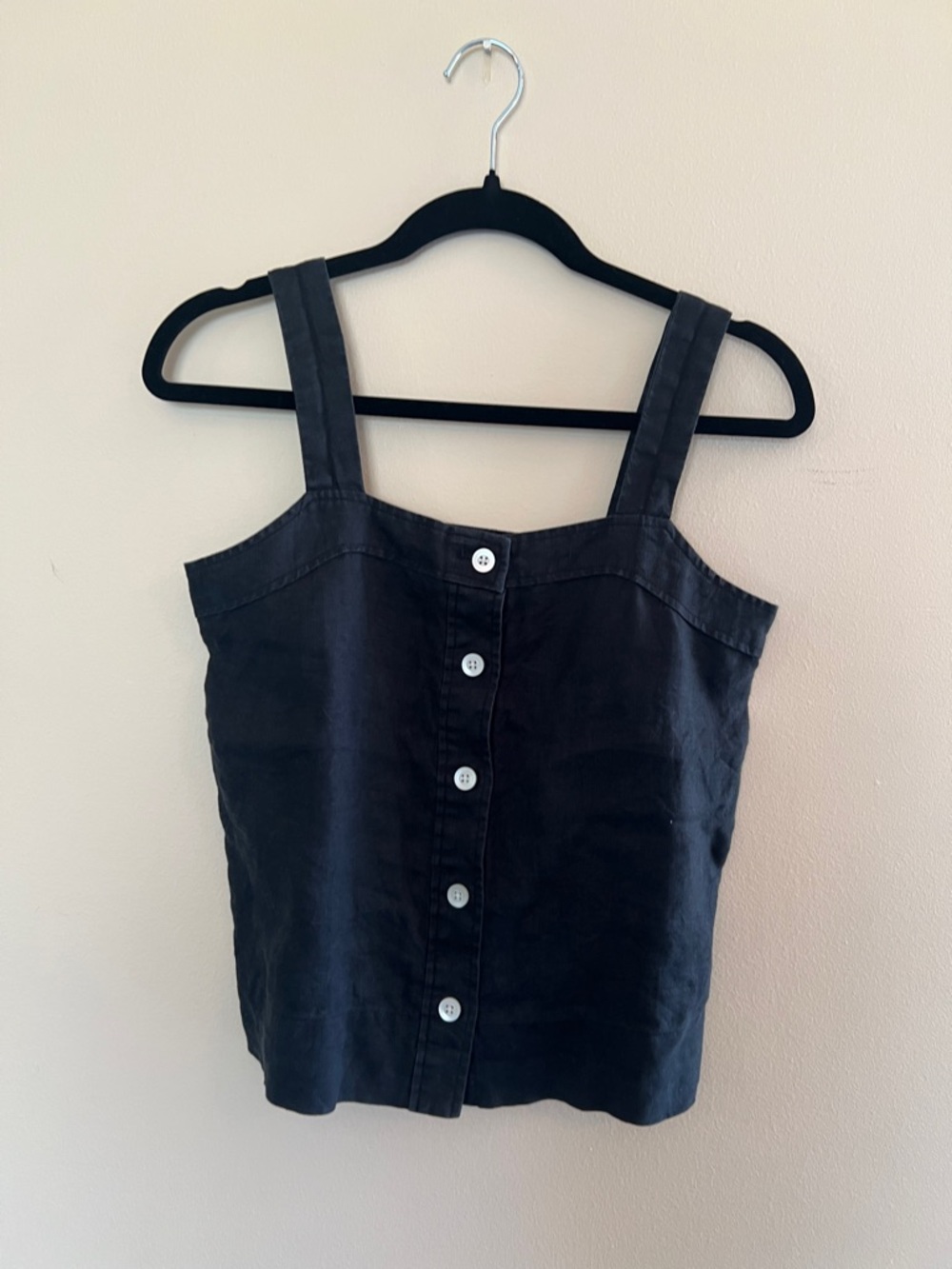 Everlane Black Button-Front Square Neck Tank